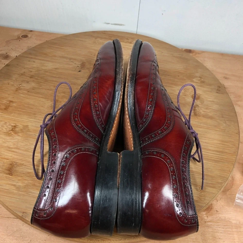 Johnston Murphy Mens size 9 Vintage Oxfords Dress Red Leather Wingtip Classic